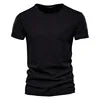 2024 Summer Hot Selling Men's New Solid Color Neck Short Sleeved Top Bamboo Joint Cotton Casual Knitted Pure Cotton Design