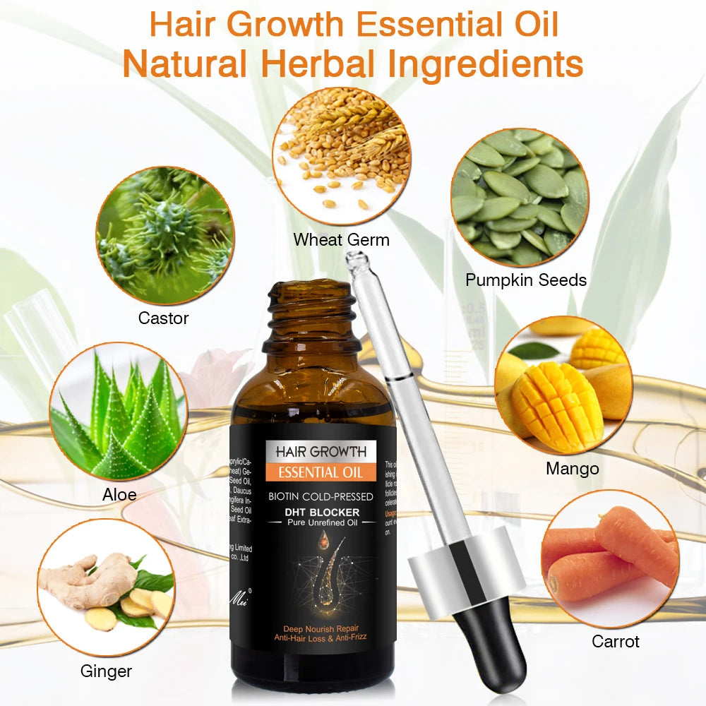Organic Natural Hair Care Ginger Aloe Serum Hair Growth Nourishing Treatment Hair Oil 30ML