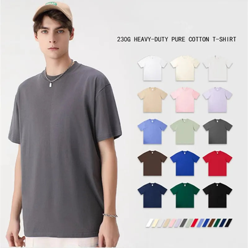 OEM/ODM 230G Heavryweight 230gsm Organic Cotton O-neck Men and Women T-shirt