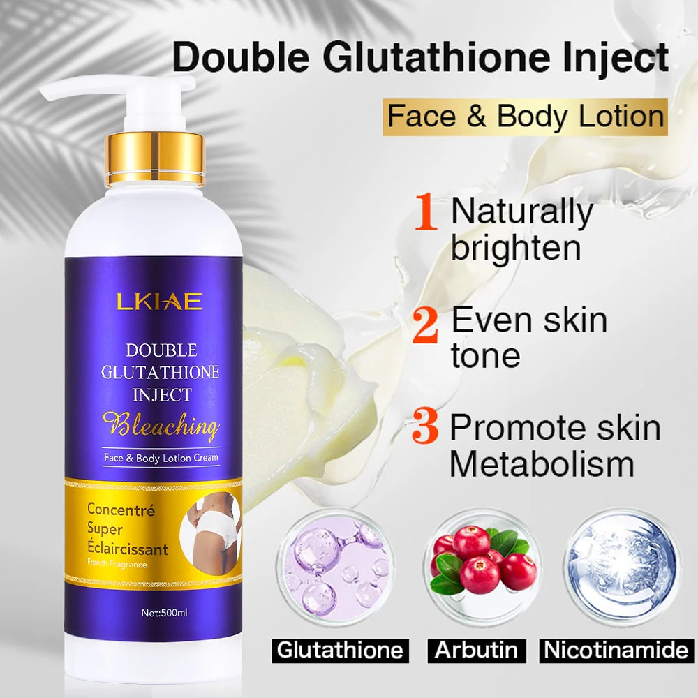 OEM ODM Double-glutathione Organic Vitamin c Whitening Body Lotion Face Cream Gluta Serum Skin Care Set