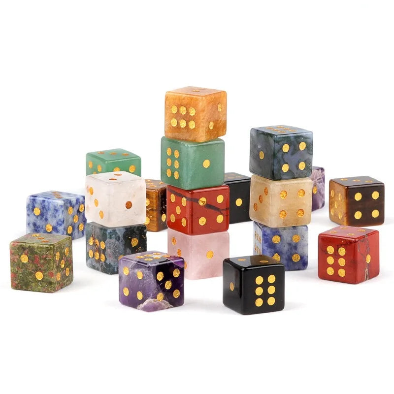 Customized Natural Mix Gemstone Crystal Cube Dice 16mm Eco-Friendly Handmade Carved Palm Healing Divination Stone Custom Logo