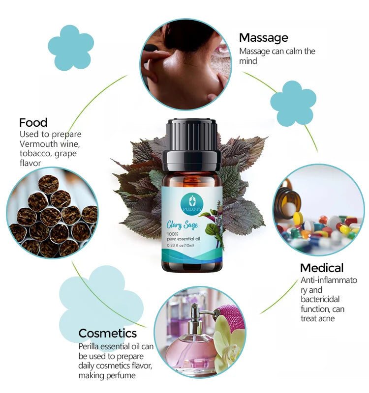 Manufacturer Wholesale Bulk Customised Private Label Free Sample Pure Natural Organic Clary Sage Oil for Skin Care