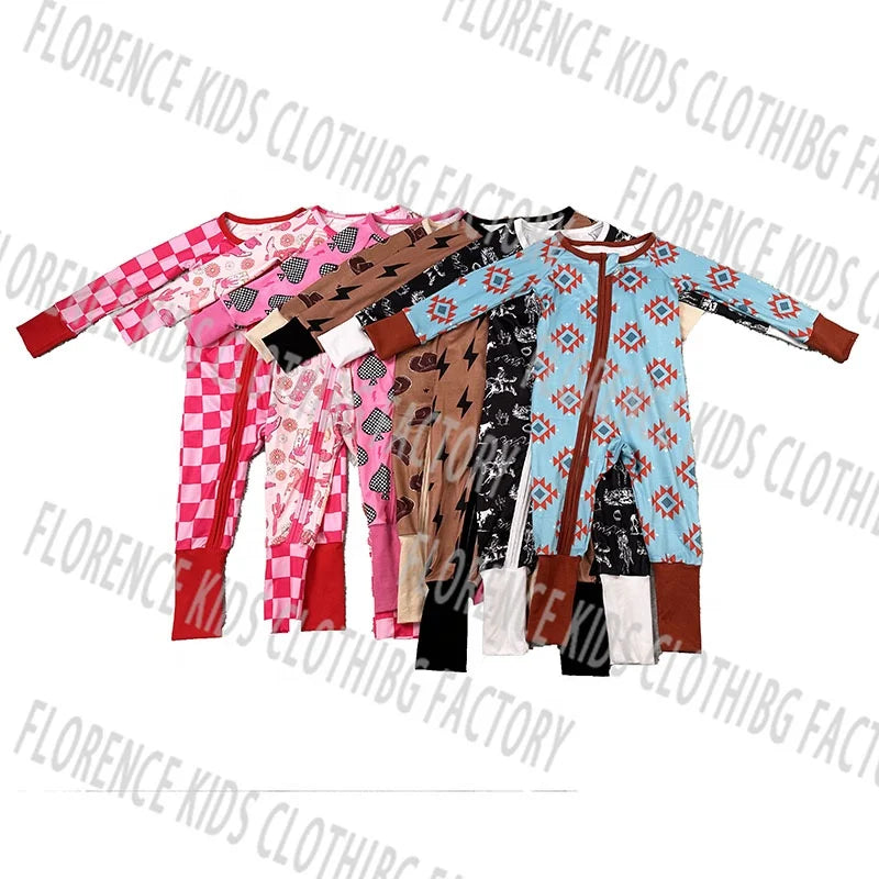 DH Custom Camo Bamboo Soft Fabric Infant Toddler Boy's Romper Fashionable Spring and Winter Zippy Footie for Boys