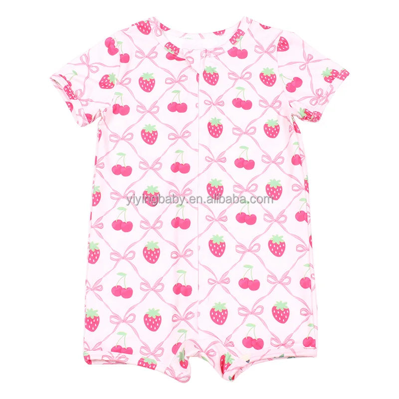 Custom Printed Bamboo Jumpsuit for Newborns ODM Odem Zipper Romper Infant Baby Bodysuit