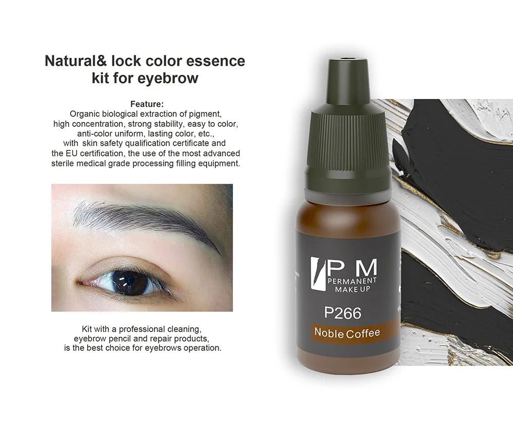 Professional Organic Microblading Kit with PMU Pigments & 10ml Tattoo Ink 6 Colors Safety & Long Lasting for Permanent Eyebrows