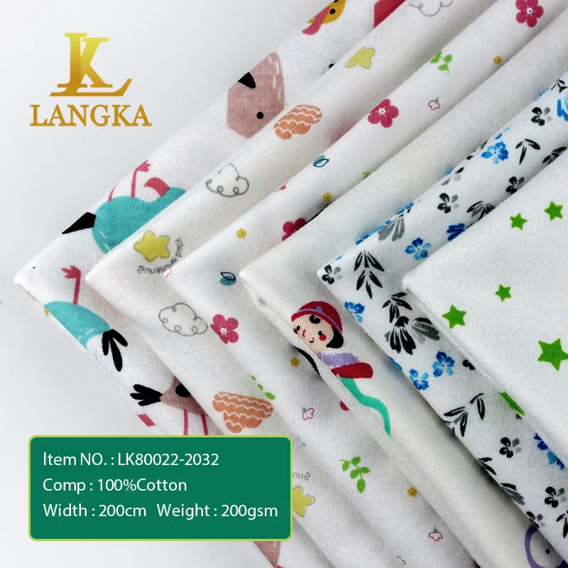 Langka Baby Organic Cotton Knit Anti Bacterial Fabric Online for Dress Interlock Gots Certified Fabrics 100% Print Manufacture