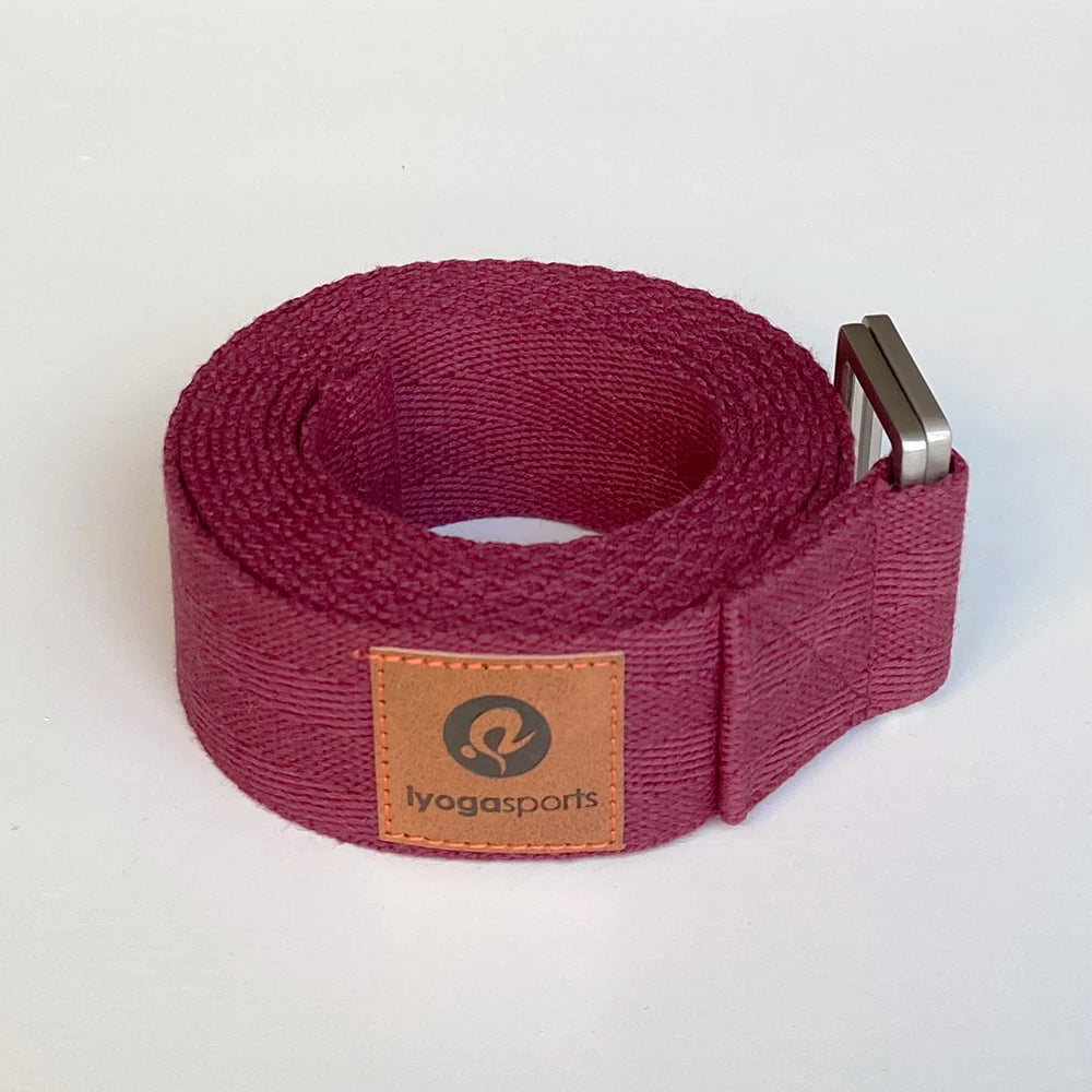 100% Organic Cotton Yoga Strap 8ft Length Belt Custom logo Iyogasports extra Length Soft Biodegradable Material Yoga Belt