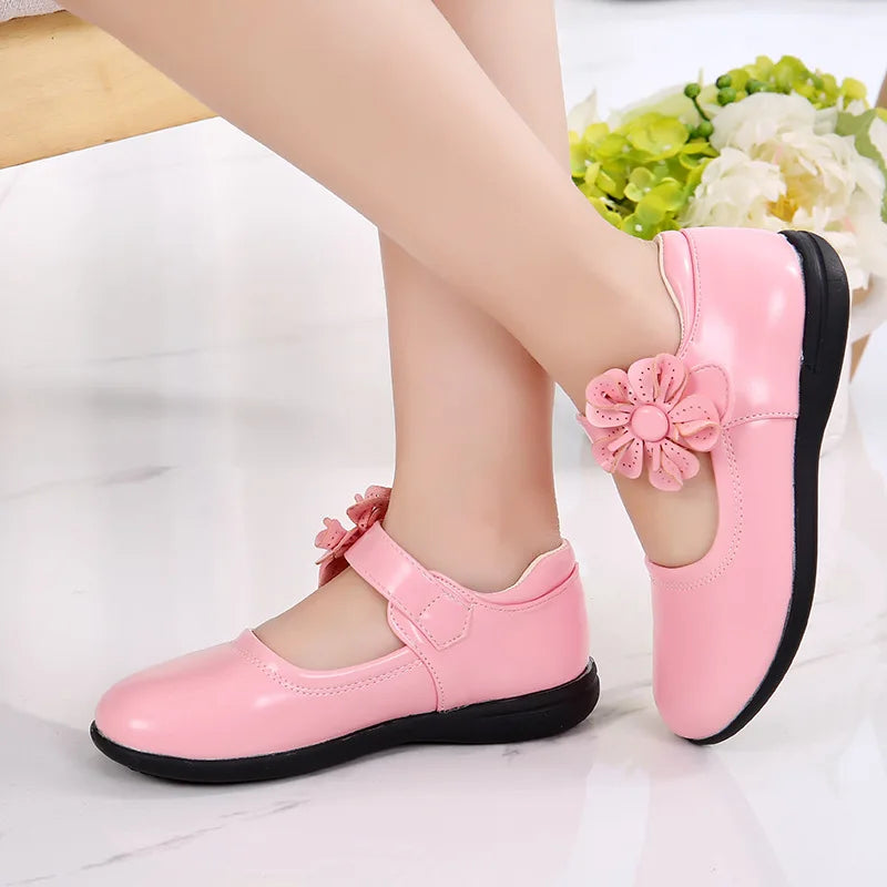 2024 Spring Autumn Girls' Leather Dress Shoes New Baby Princess Table Performance Shoes Style Children's Leather Shoes