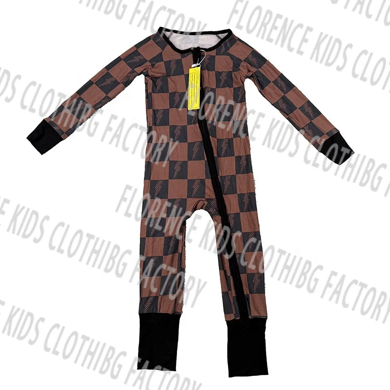 DH Custom Camo Bamboo Soft Fabric Infant Toddler Boy's Romper Fashionable Spring and Winter Zippy Footie for Boys