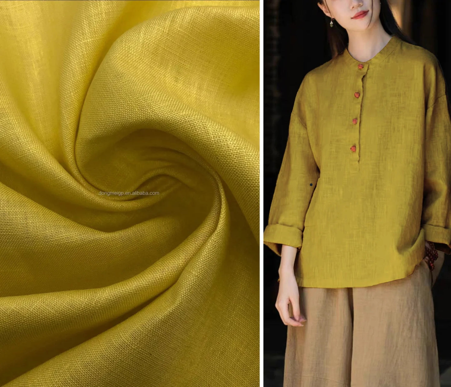 Women's Elegant Office Dress Organic Cotton Linen Poplin Fabric for Girls and Boys