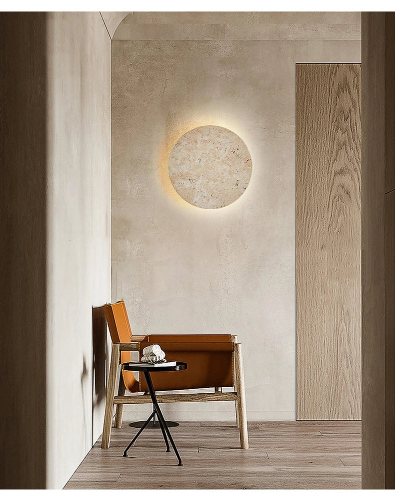 Natural Yellow Stone Led Sconce Nordic Wabi Sabi Home Decor Light Living Room Bedside Corridor Marble Wall Lamp