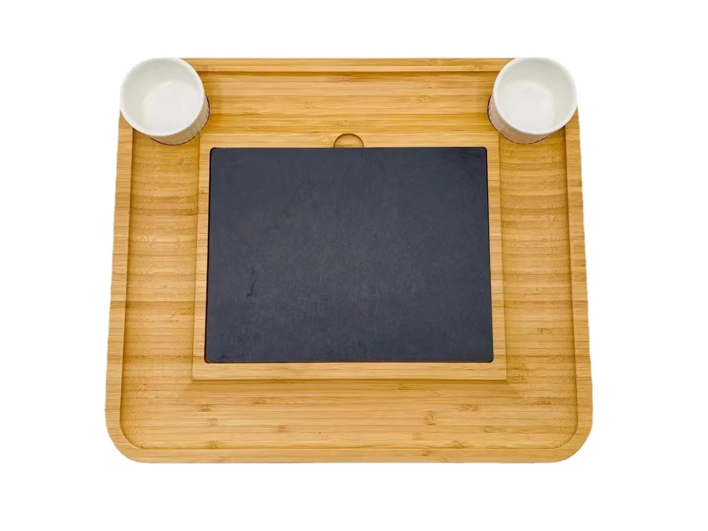 Bamboo Cheese Board Set with Knives and Slate & Two Ceramics Handle Cheese Tool Set Serving Tray