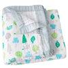 Custom 100% Organic Cotton Muslin Infant Bath Towel Cute Cartoon Pattern Babi Blankets 6-Layer Newborn Blanket for Travel Hotel