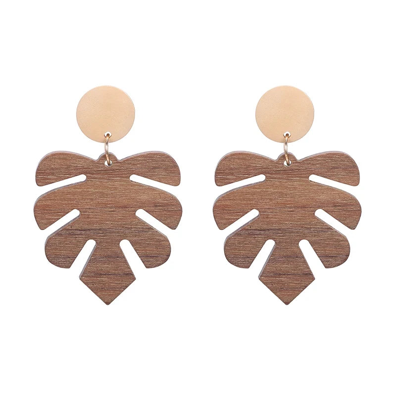HOVANCI Handmade Africa Wooden Earrings  S925 Sterling Silver Stud Bamboo Big Rattan Earrings for Women Birthday Party Gift