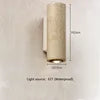 Wholesale Outdoor Waterproof Natural Travertine up and Down Wall Light Wabi Sabi Indoor Cylindrical Yellow Travertine Wall Lamp