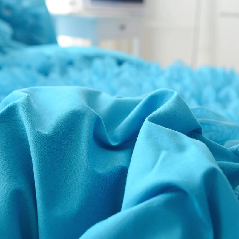 Korean Style 100% Organic Cotton Lace Princess 4pcs Sleep Aid with 400TC Solid Pattern for Weddings Bed Sheet Sets