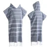 High Quality Organic Cotton Poncho Towel Adults Children Windproof Thickened Hooded Design Factory Wholesale Home Sports Striped