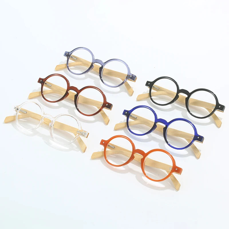 HS3340 PC Frame Corrective Eyeglasses for Women Blue Bamboo Temples Flexible Reading Glasses Presbyopia Supplier Wholesale