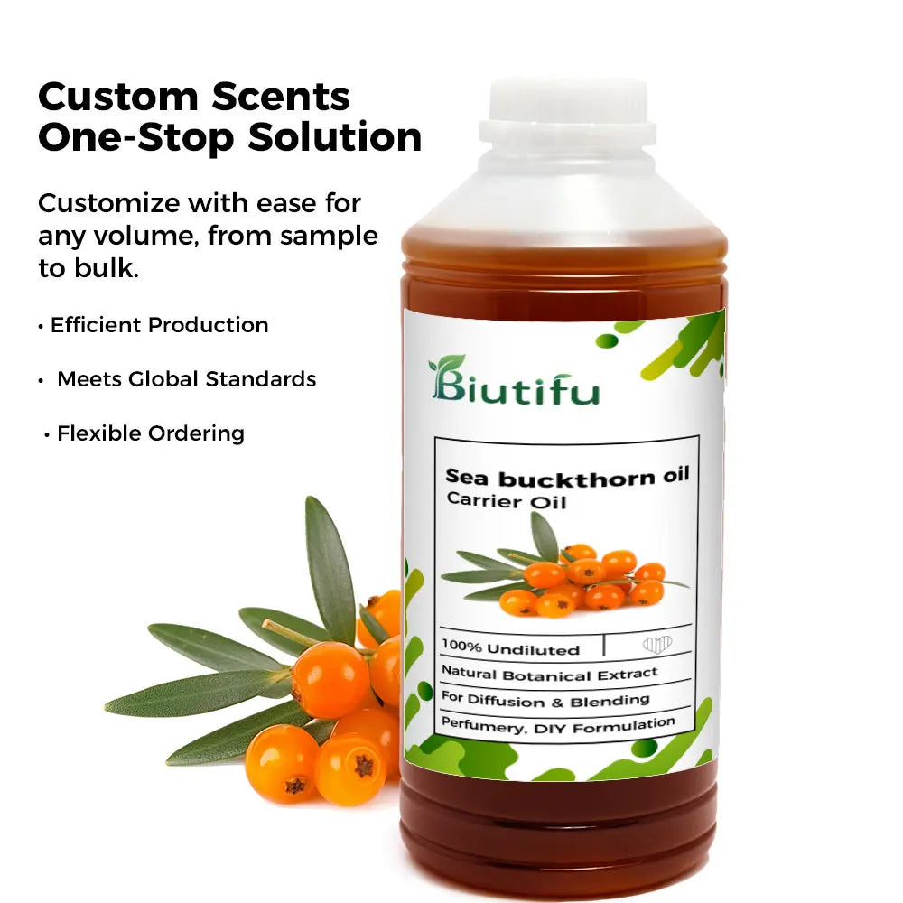 Sea Buckthorn Oil Organic, From Fruit & Seeds, Pure RAW Virgin Cold-Pressed Undiluted Unrefined, Fast Absorbing
