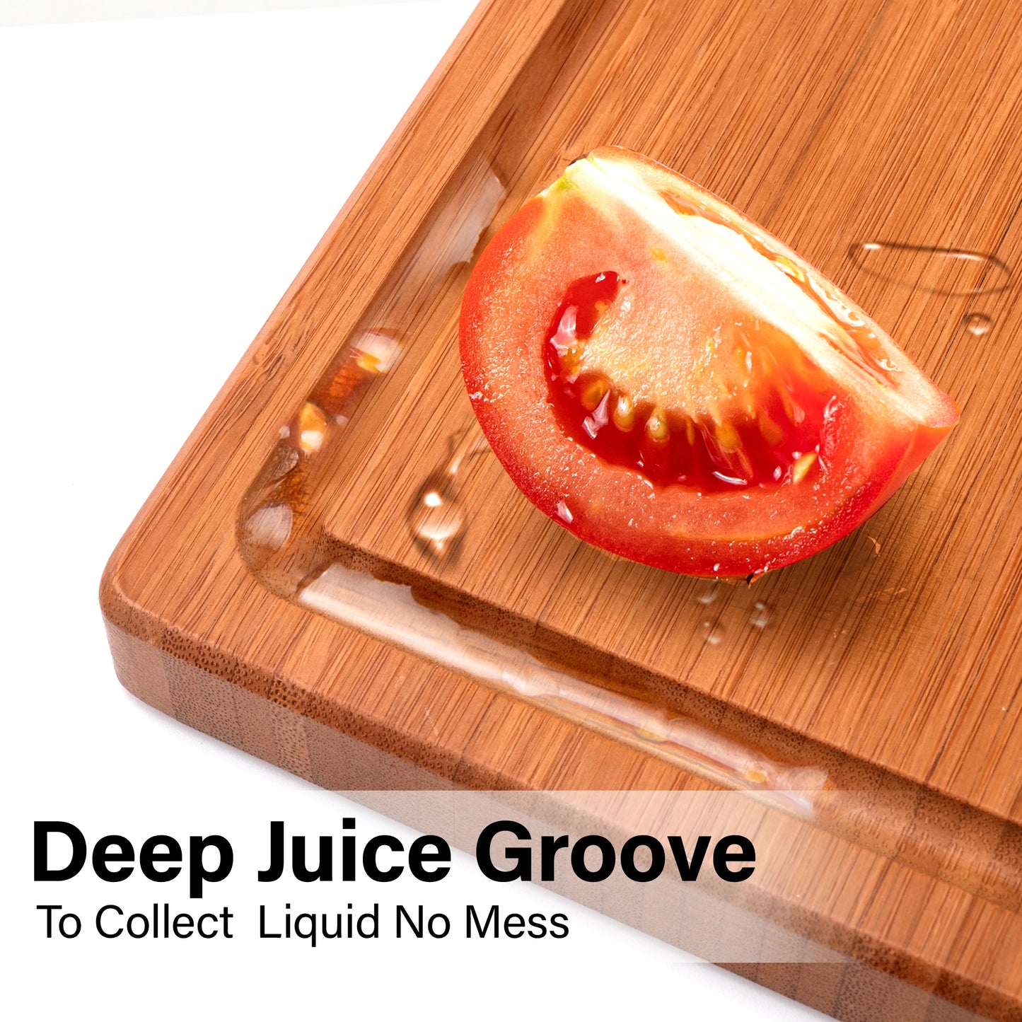 Large Bamboo Wood Cutting Board Rectangle Kitchen Cheese Charcuterie Board 2 Built-In Compartments Juice Grooves Butcher Block
