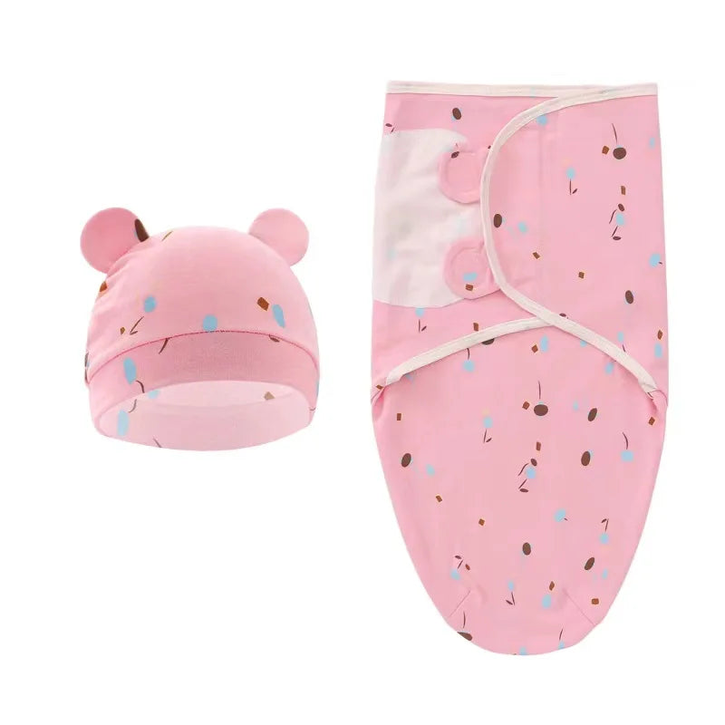 Baby Sleeping Bags Custom Newborn Blanket Organic Cotton Bamboo Modal Hat 2Pcs Set Unisex Receiving Baby Swaddle Blankets