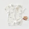 Baby Bamboo Rompers Summer Sleepsuit Jumpsuit Breathable Knit Unisex Pajamas with Snap Button Closure