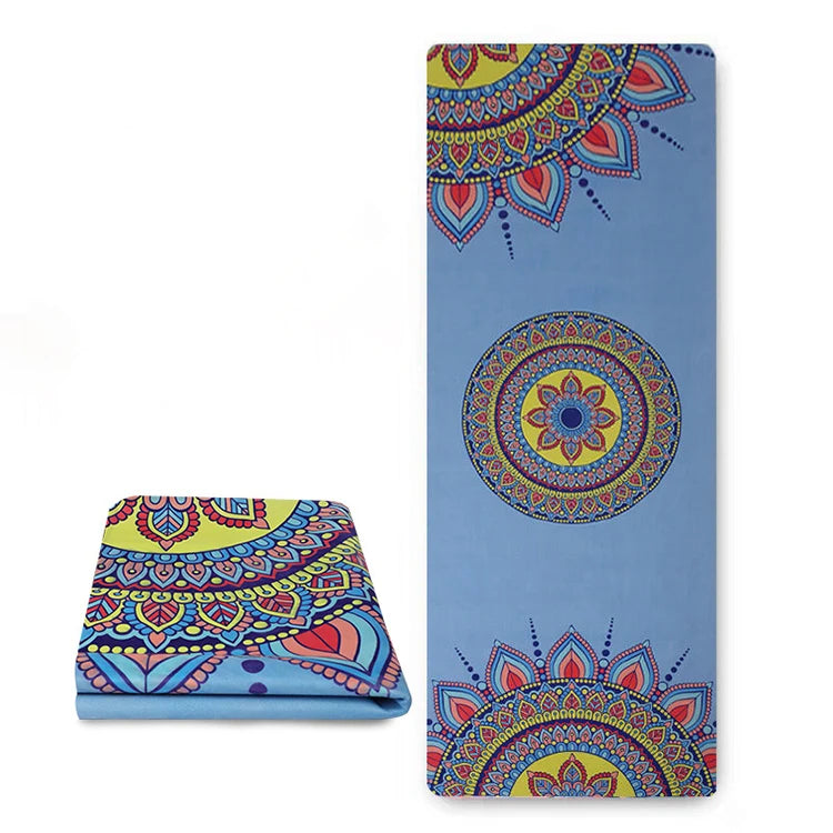 2026  Eco Friendly Digital Organic Blue Rubber Custom Print OEM Yoga Mat 4.5mm Anti Slip Non-slip Natural Rubber  Suede Yoga Mat