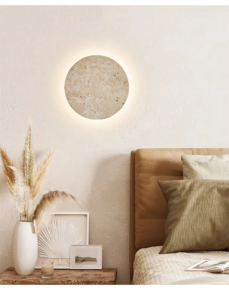 Natural Yellow Stone Led Sconce Nordic Wabi Sabi Home Decor Light Living Room Bedside Corridor Marble Wall Lamp