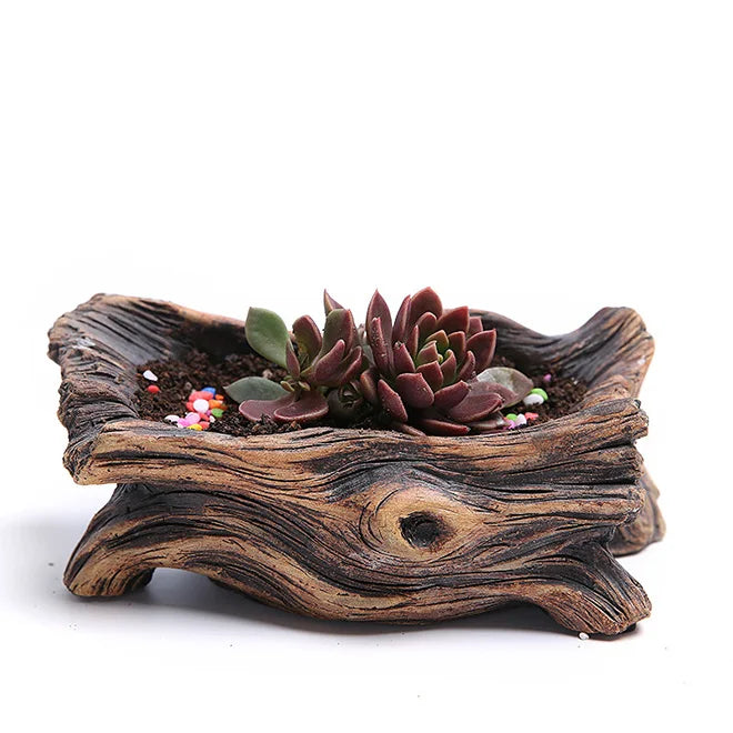 Dropship Succulent Planter Driftwood Stump Tree Root Natural Shape Vintage Concrete Cement Cactus Plant Pots