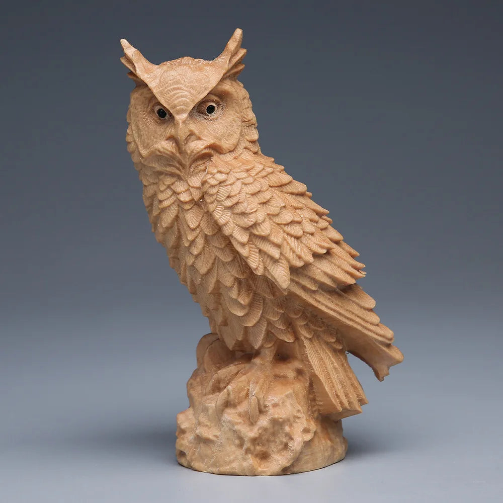 Wooden Owl Statue Ornament,4.13" Solid Wood Crafts,Creative Living Room Home Decoration,Collection Souvenirs,Birthday gift