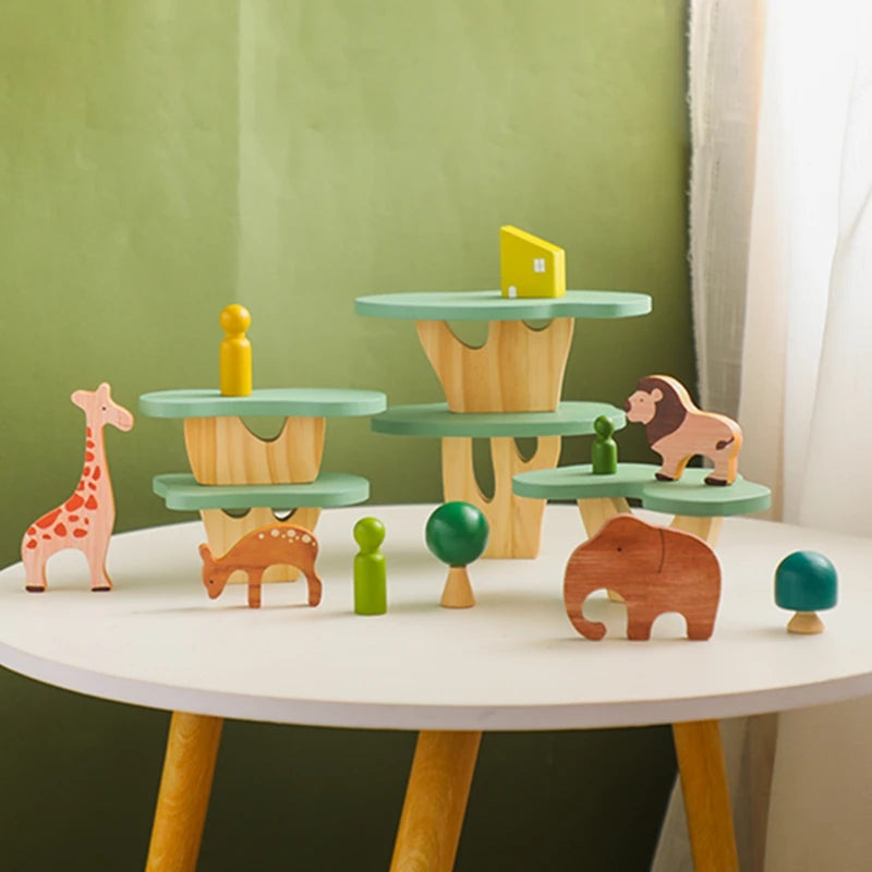 Wooden Forest Blocks Place Toy Wooden Geometric Animal Scene Placement Game Fine Educational Toy For Babies Baby Room Home Decor