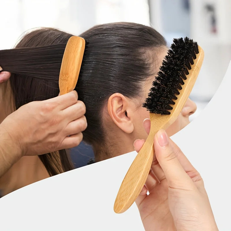 Bamboo Handle Wild Boar Bristle Brush–Anti-static,Detangling,Styling Comb for Smooth,Voluminous Hair–Unisex,Scalp Massage Brush