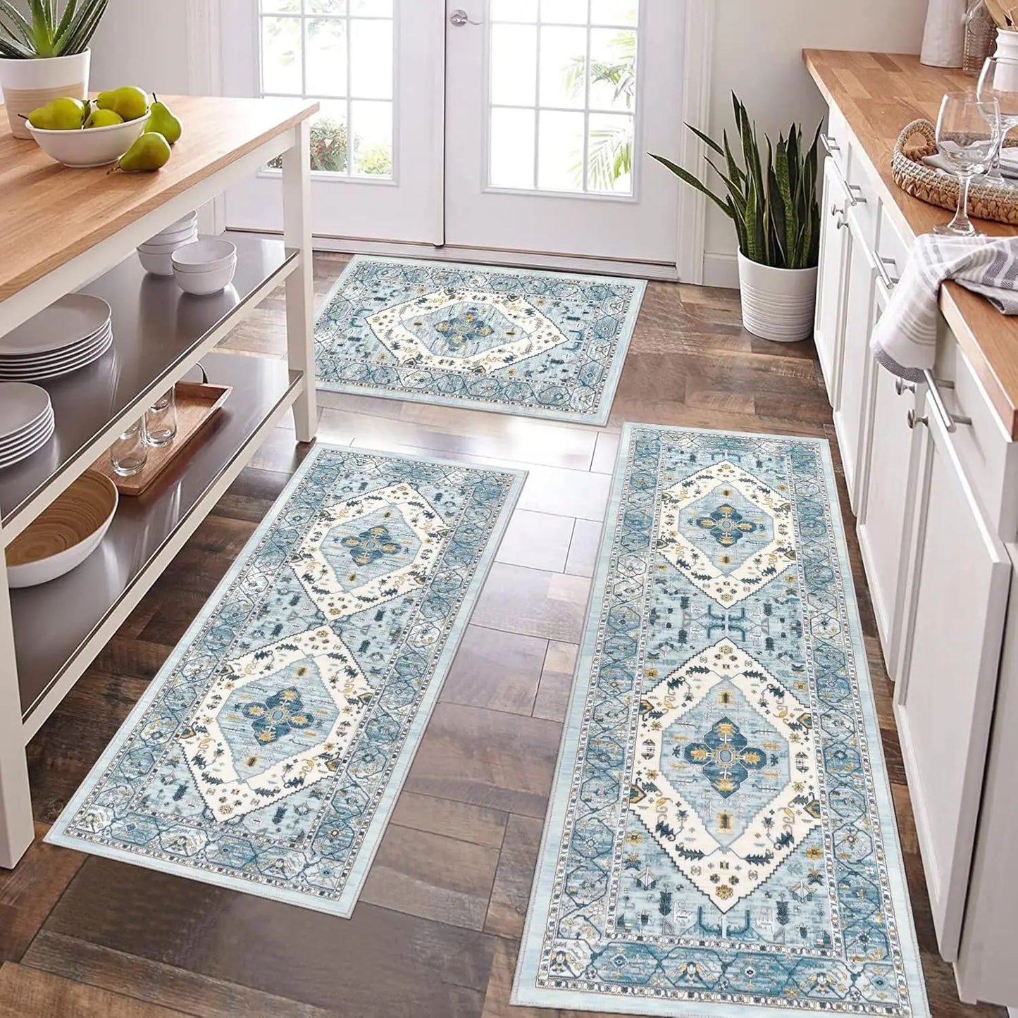 VIKAMA Retro Luxury Kitchen And Bathroom Entry Door Carpet, Living Room Sofa, Coffee Table Mat, Anti-Slip Home Decoration