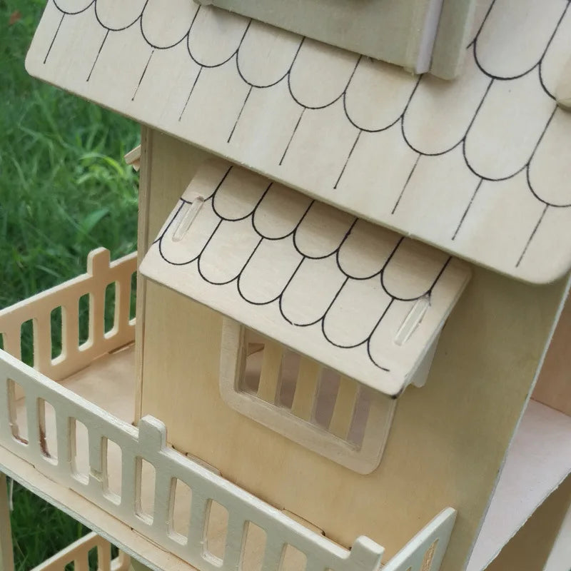 Wood Miniature Dollhouse DIY Doll House Assembled Educational Pretend Play Toys Mini 3D Stereo Puzzle House For Children Girls