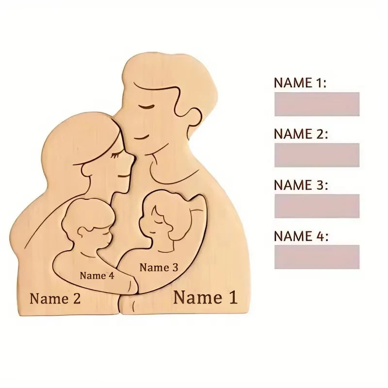 Wooden Family Puzzle Personalized Puzzles 2-5Names Birthday Anniversary Wedding Gifts for Women Men Customized Home Decor