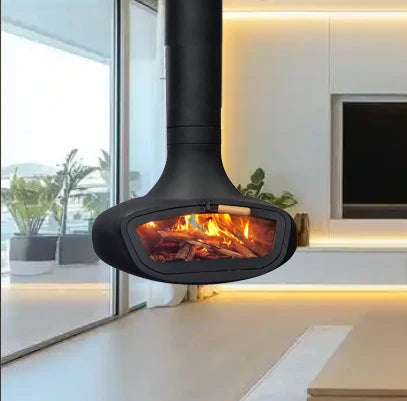 Wood burner  Indoor Suspended Floating Rotating Decorative Steel  with Glass Door