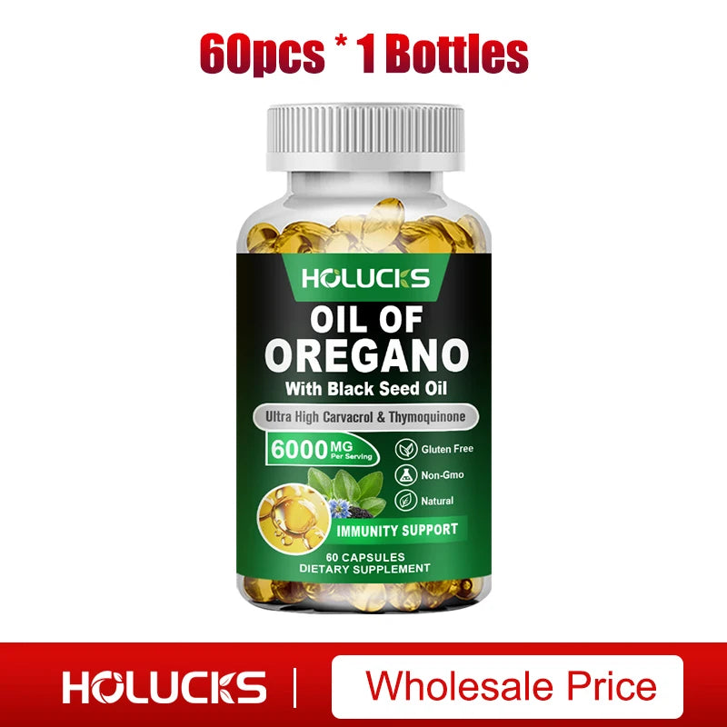Organic Oil of Oregano Supplement, Promote Digestion, Enhance Vitality & Energy, Support Immune, Antioxidant, for Overall Health