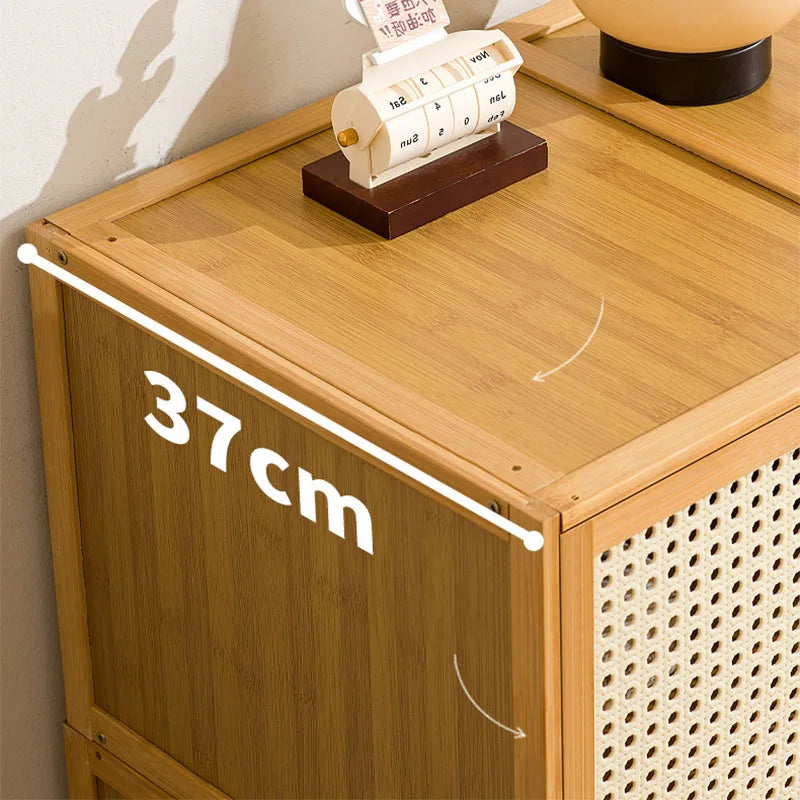 Bamboo Wood Grids Cabinet Stackable Household Storage Cabinet Floating Window Low Storage Box Bedside Cabinet For Bedroom Floor