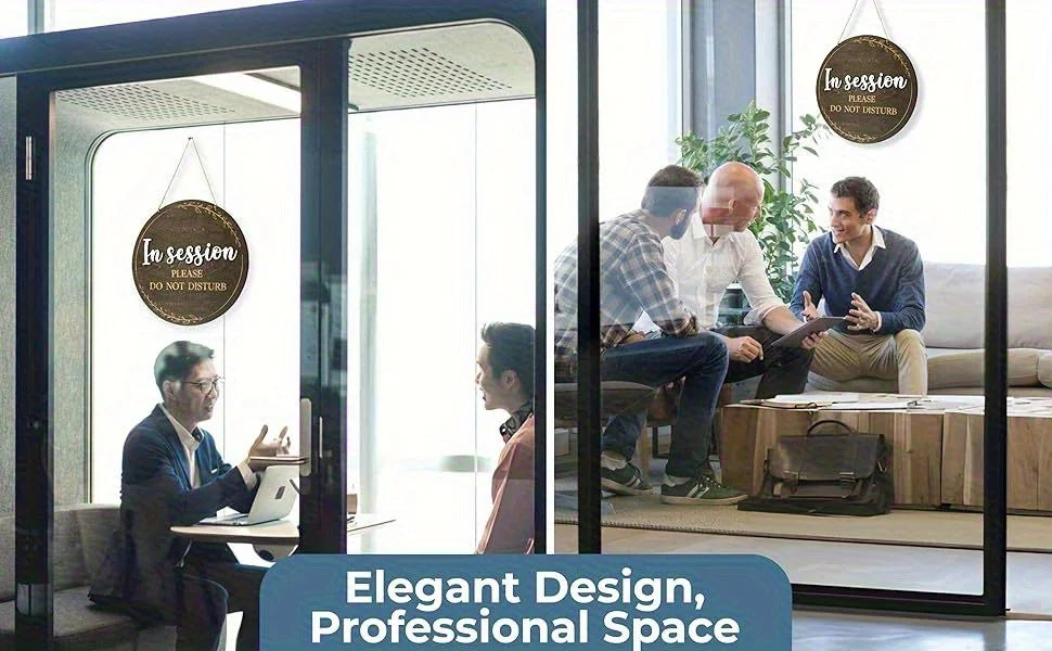 In Session - Please Do Not Disturb | Wooden Door Sign for Therapists and Massage Relax Offices - "Welcome, Knock" Design with Go