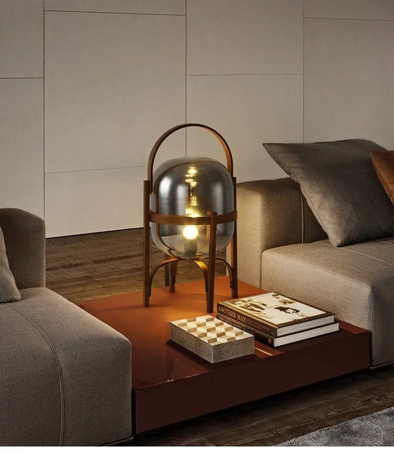 Wood Led Table Lamp Minimalist Glass Lampshade Study Bedroom Bedside Lamp Living Room Reading Home Deco Standing Lamp