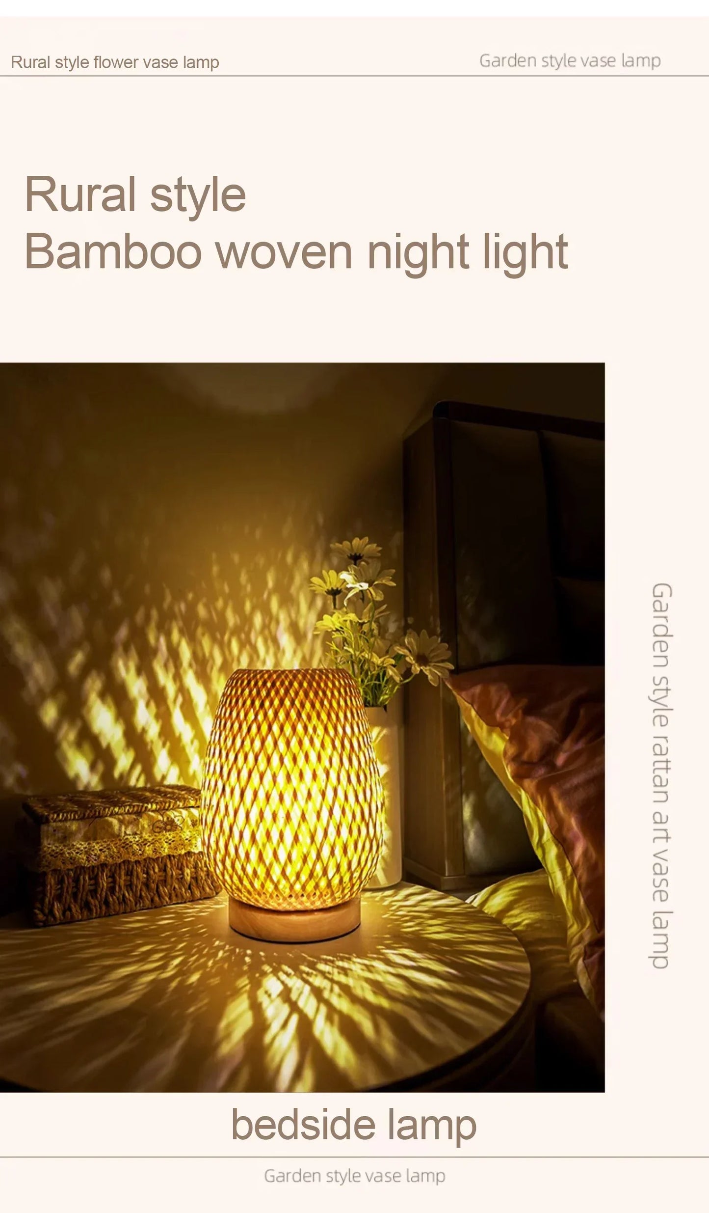 Bamboo Woven lamp Simple Bedroom Study Table Lamp Bedside Table Lamp Bamboo art Warm Decoration Desktop Decoration Table Lamp