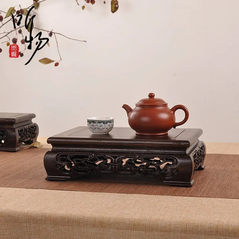 Top Wooden Pedestal Display Stand Coffee Tea Sets Miniature Base for Figurines Vases Flower Pots Incense Burner Home Decor