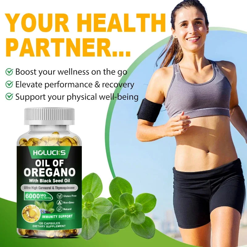 Organic Oil of Oregano Supplement, Promote Digestion, Enhance Vitality & Energy, Support Immune, Antioxidant, for Overall Health