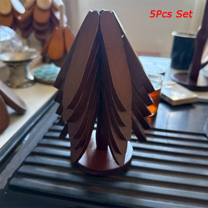 Tree Design Stand Bamboo Wooden Trivets Decorative Anti Scald Heat Resistant Table Mat Coaster Wood Placemats Pot