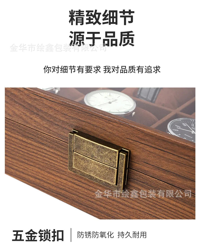 wooden watch storage and display box made of black walnut wood, multi-functional case for collecting watches, jewelry