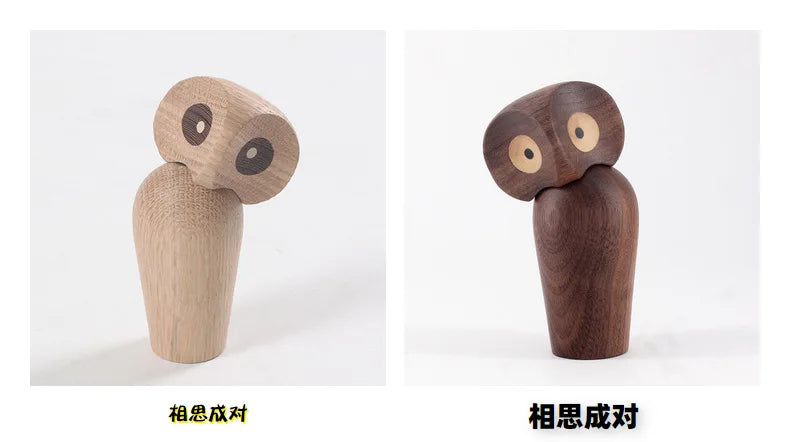 Wooden Owl Decorations, Gifts, Creative Home Decor Accessories, Decorative Figurines, Modern Miniature Sculptures