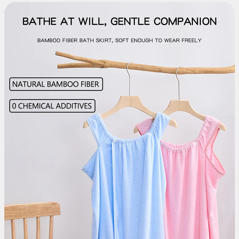 Bamboo Fiber Bath Towel Household Women Wearable Wrap Adults Absorb Water Dry Hair Skirt Long Style Bathroom Washable Bathrobe