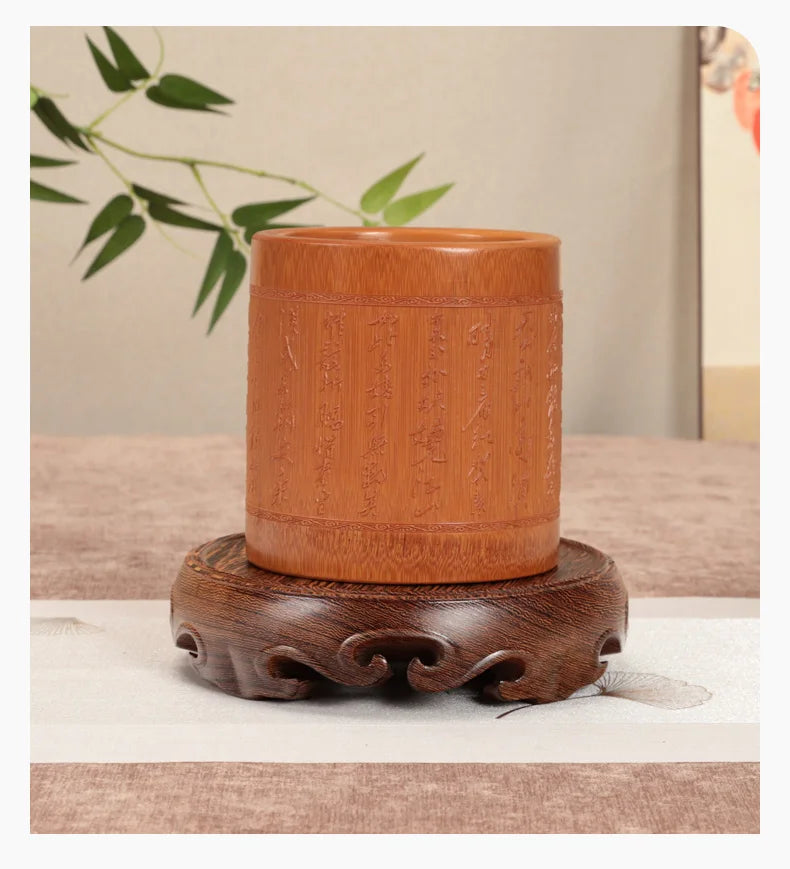 Chinese Solid Wood round Base Display Stand for Fish Tank Porcelain Teapots Buddha Figurines Valuable Craft Showcase