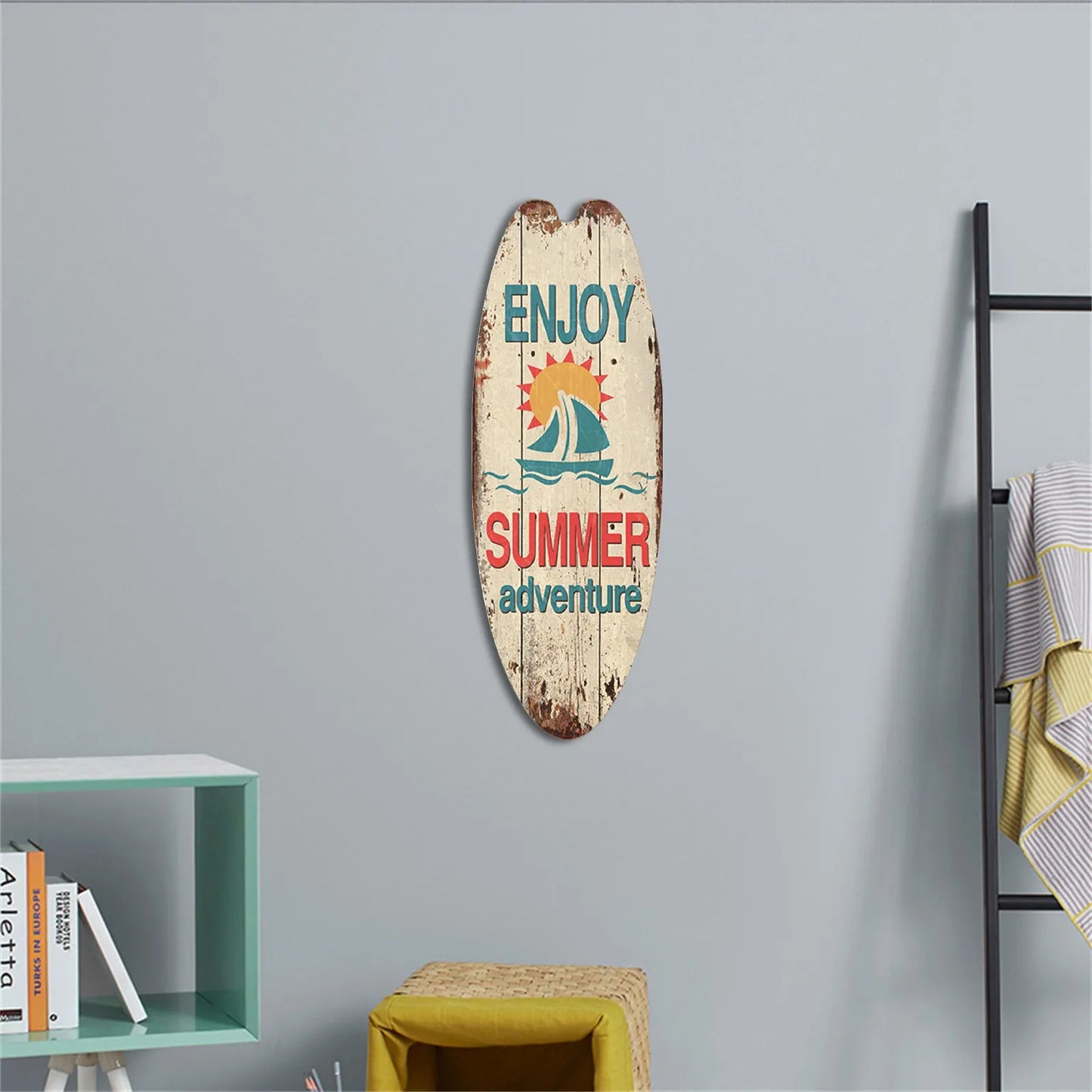 Wood Surfboard Home Decor Festival Bar Home Party Decor Casual Trend Wooden Sign Beach Style Hanging Retro Home Decor
