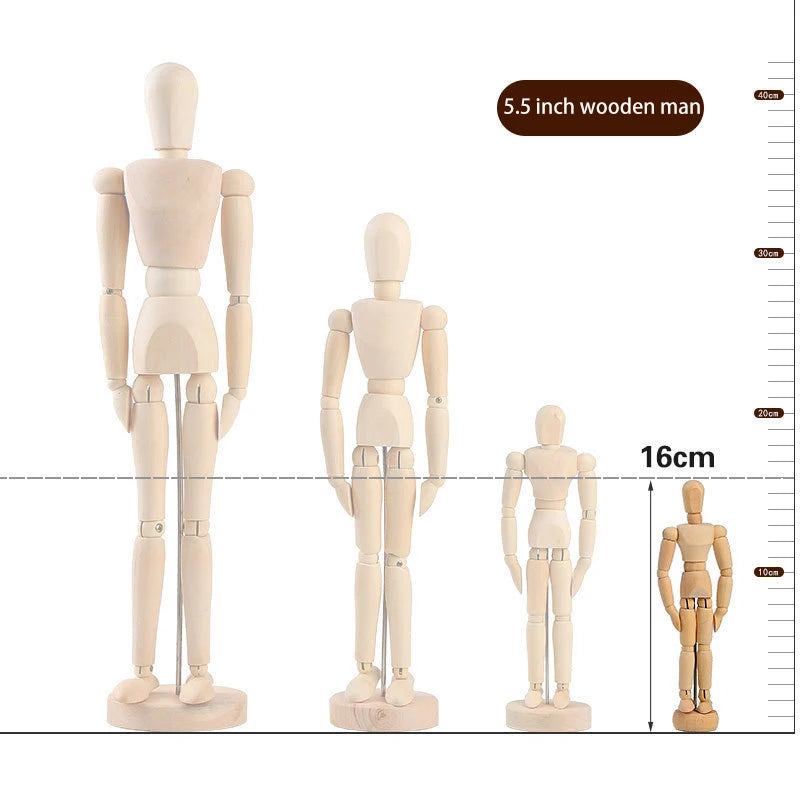 Wooden Hand Man Wood Drawing Mannequin Rotatable Modle Artist Movable Limbs Human Male Miniatures Figurines Decoration Crafts